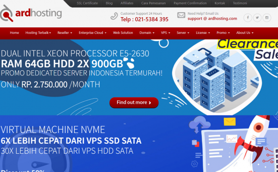 ArdHosting – 印尼VPS五折优惠，OpenVZ/KVM/Windows架构，1核/1G内存/20G SSD硬盘/无限流量/100M带宽，6.48美元/月